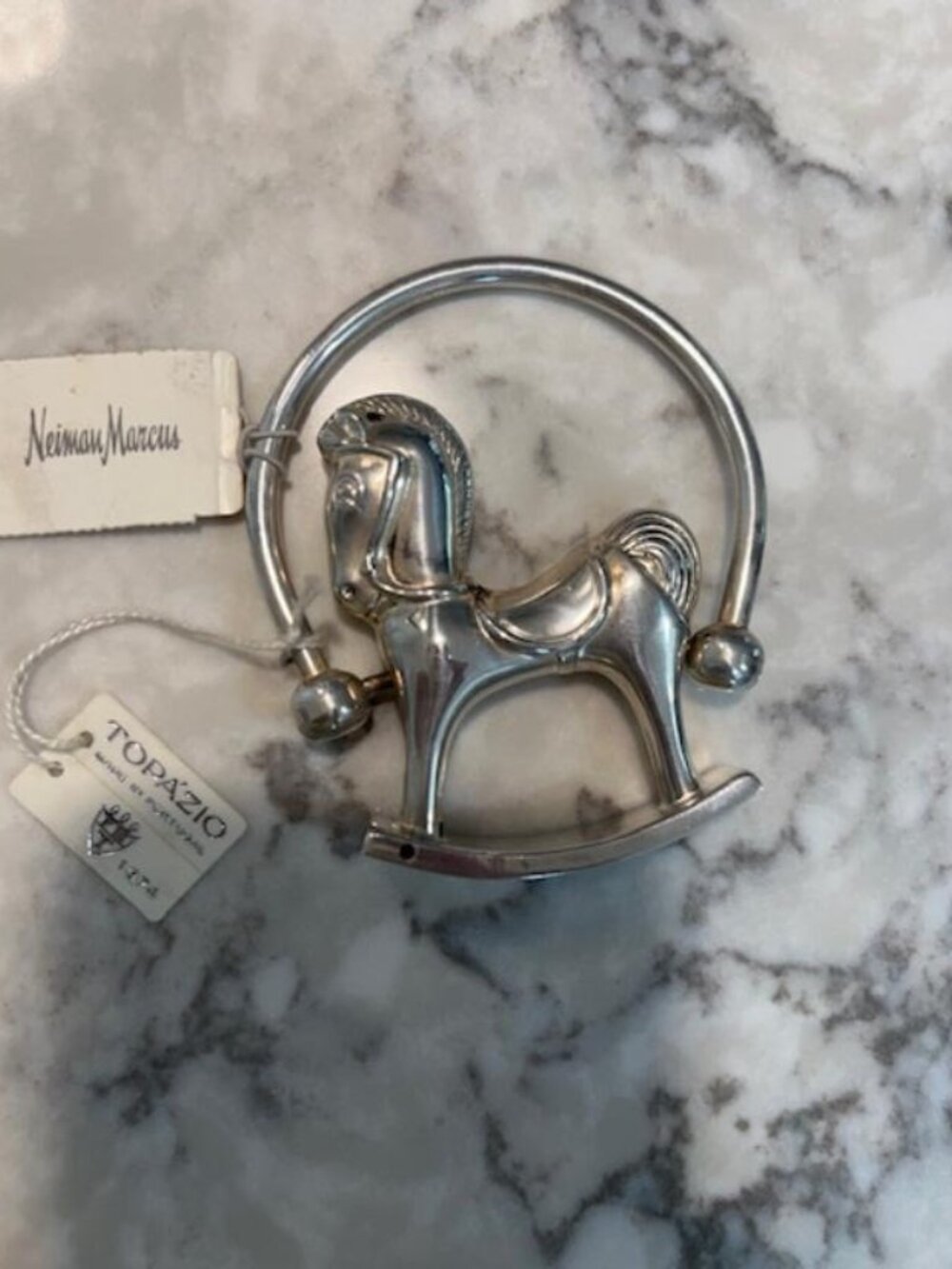 Vintage Silver Plated Topazio Rocking Horse Rattle from Portugal/Neiman Marcus - Picture 3 of 6